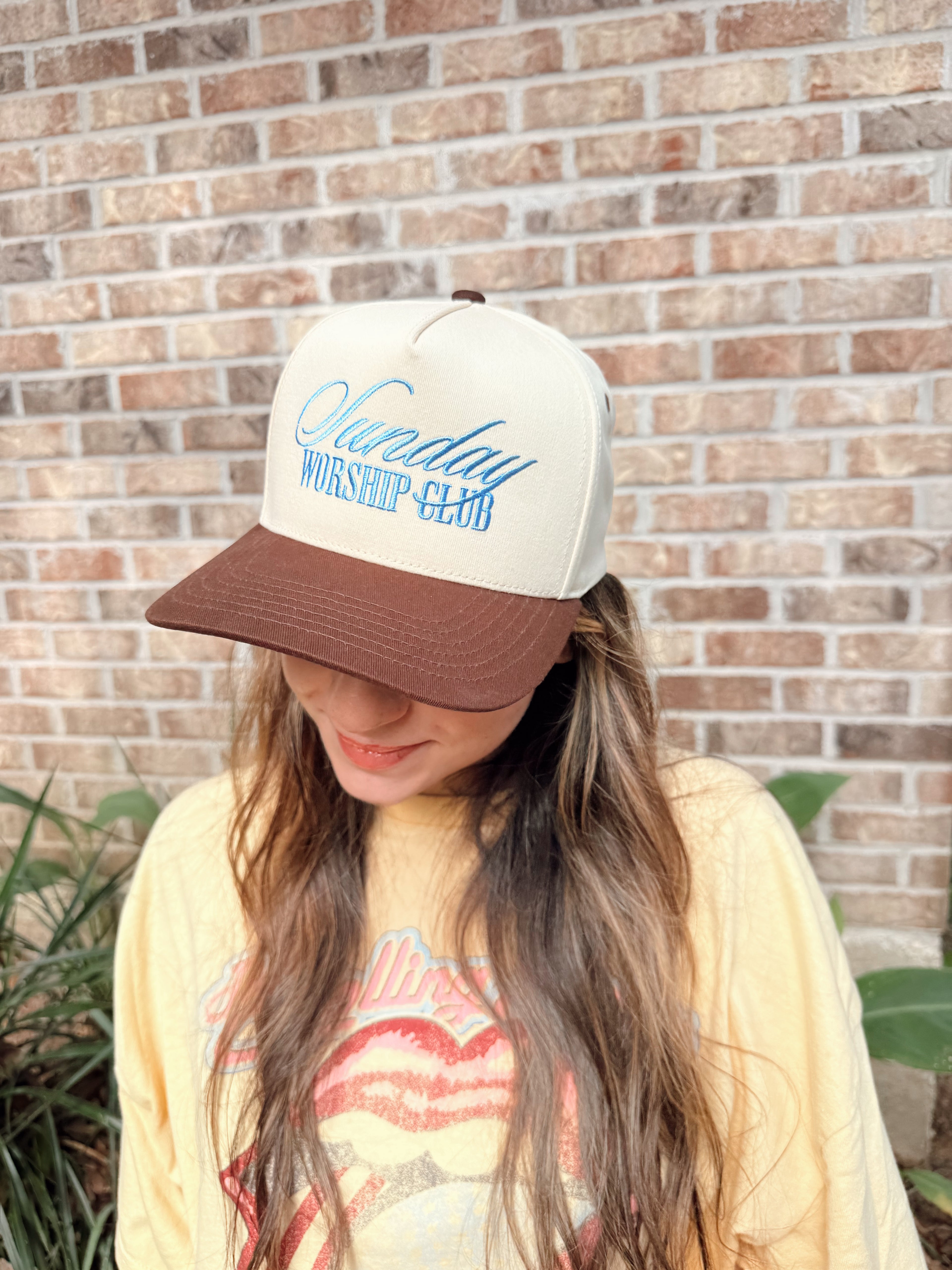 sunday worship club trucker hat