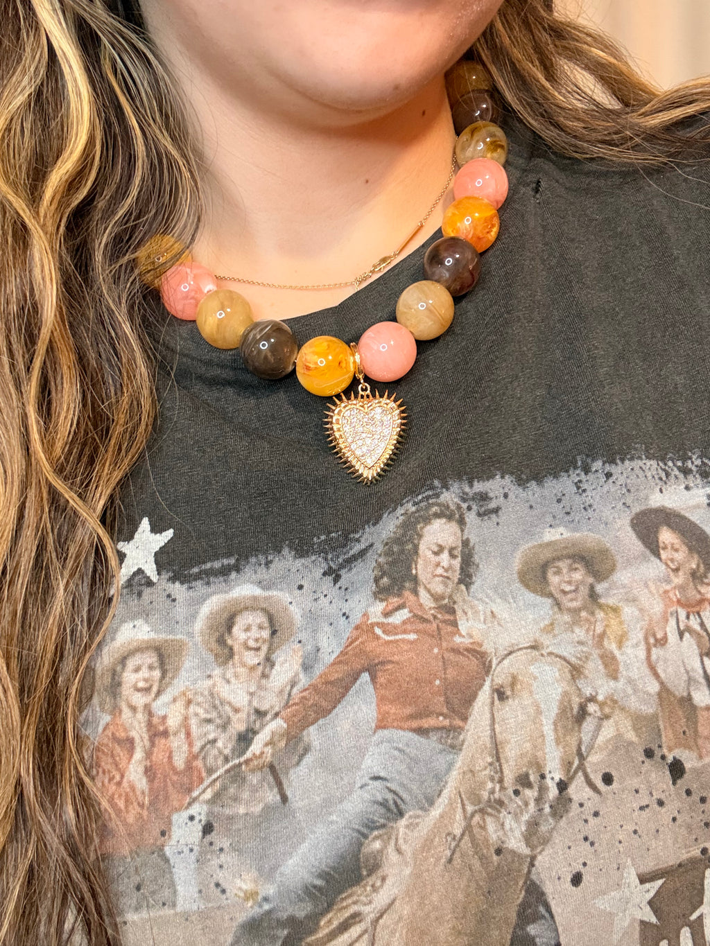 Neutral Heart Bubble Necklace