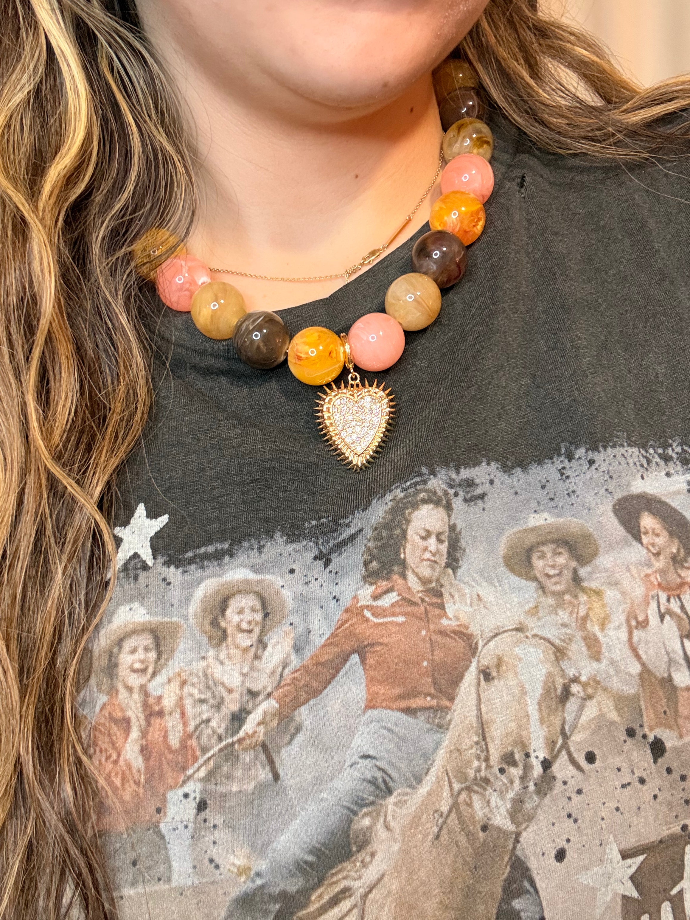Neutral Heart Bubble Necklace